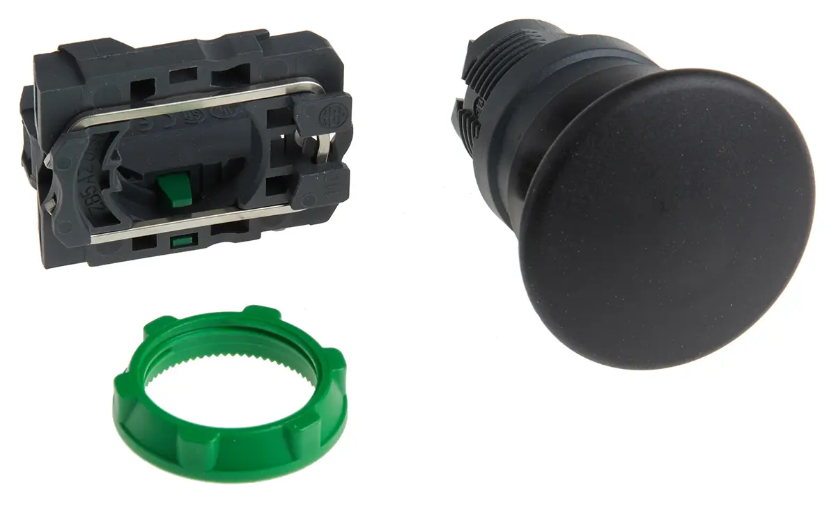 Produktfoto 1 von Schneider Electric Harmony Druckschalter Schwarz Federrückstellung Panel Ø 22 mm, SPST / 12A 24 V dc, IP65, IP69, IP69K
