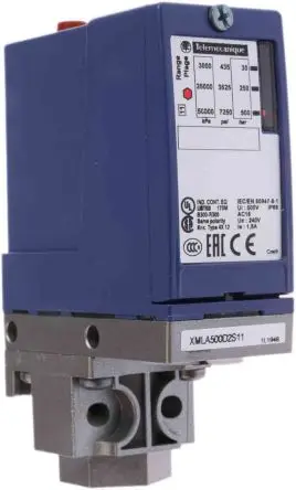 Produktfoto 1 von Telemecanique Sensors XMLA Differenzial Drucksensor 30 bar, Relais 500 bar, für Hydraulikflüssigkeit