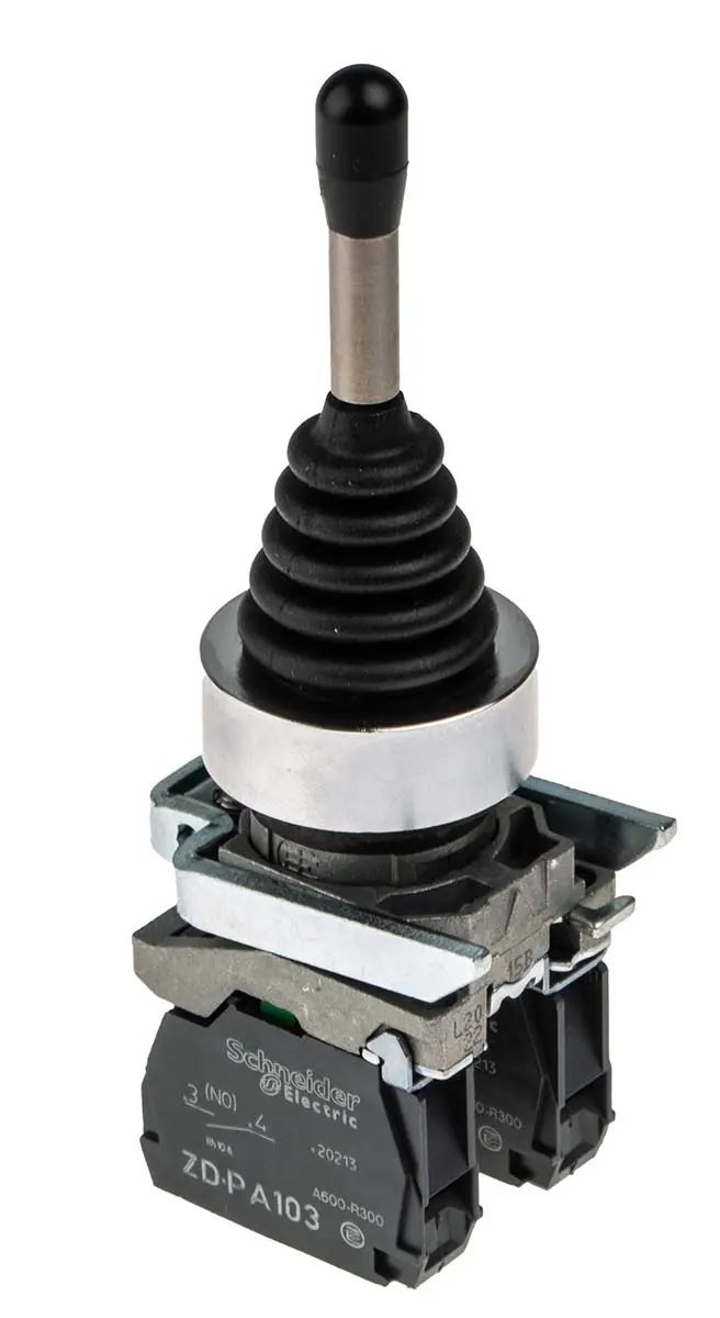 Produktfoto 1 von Schneider Electric Harmony XD4 Joystick, 2-Achsen Federrückstellung, SPST, 600 V ac / 220mA, IP66 Griff Typ Hebel