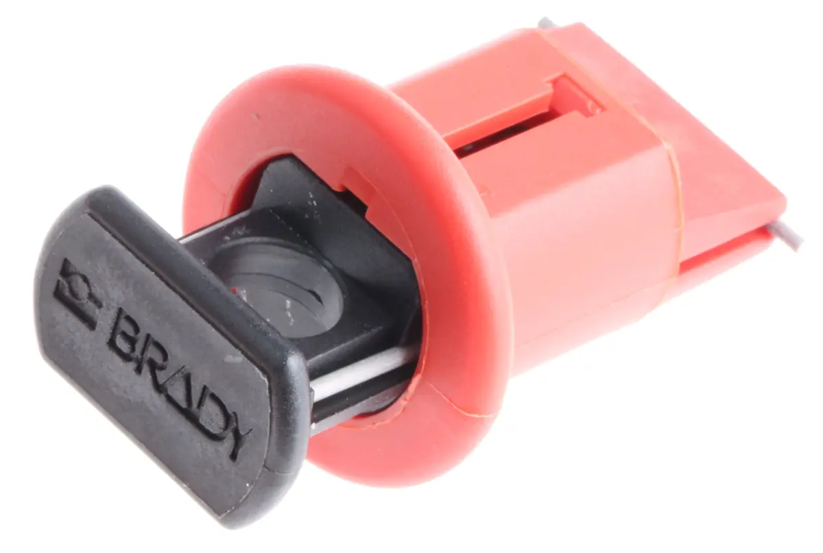 Produktfoto 1 von Brady Glasfaserverstärktes Nylon Aussperrung Typ Leitungsschutzschalter-Verriegelungen, 1-fach Verriegelung 7.14 mm, Rot