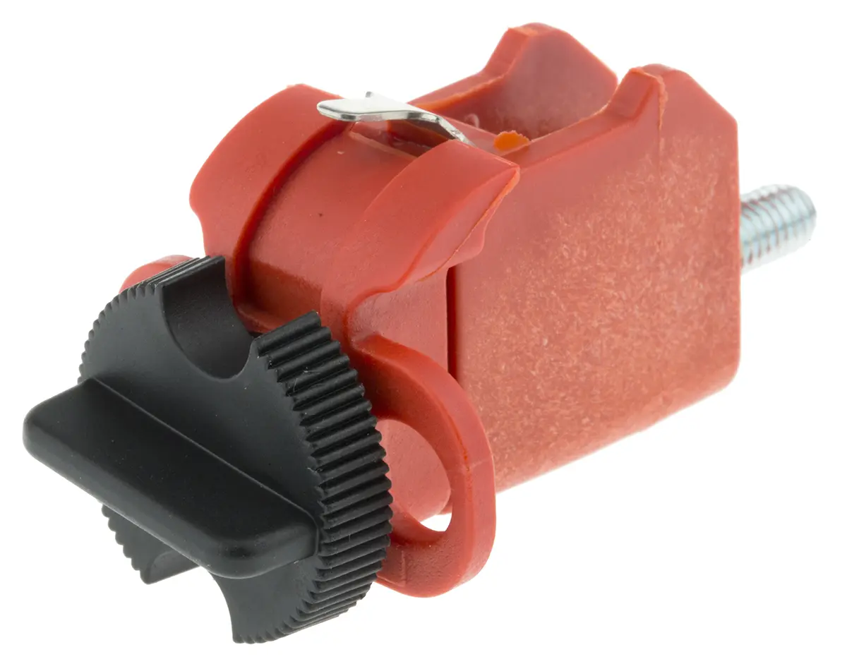 Produktfoto 1 von Brady Glasfaserverstärktes Nylon Aussperrung Typ Leitungsschutzschalter-Verriegelungen, 2-fach Verriegelung 7.14 mm, Rot