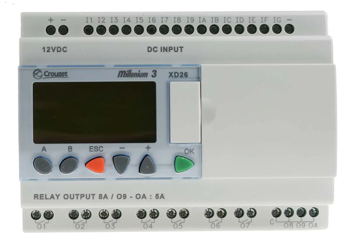 Produktfoto 1 von Crouzet Millenium 3 Logikmodul, 16 Eing. Relais Ausg.Typ Analog, digital Eing.Typ 12 V dc