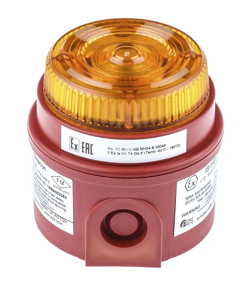 Produktfoto 1 von e2s IS-mB1 LED Blinkend Signalleuchte Orange, 24 V dc, Ø 90mm x 85mm, ATEX-Zulassung