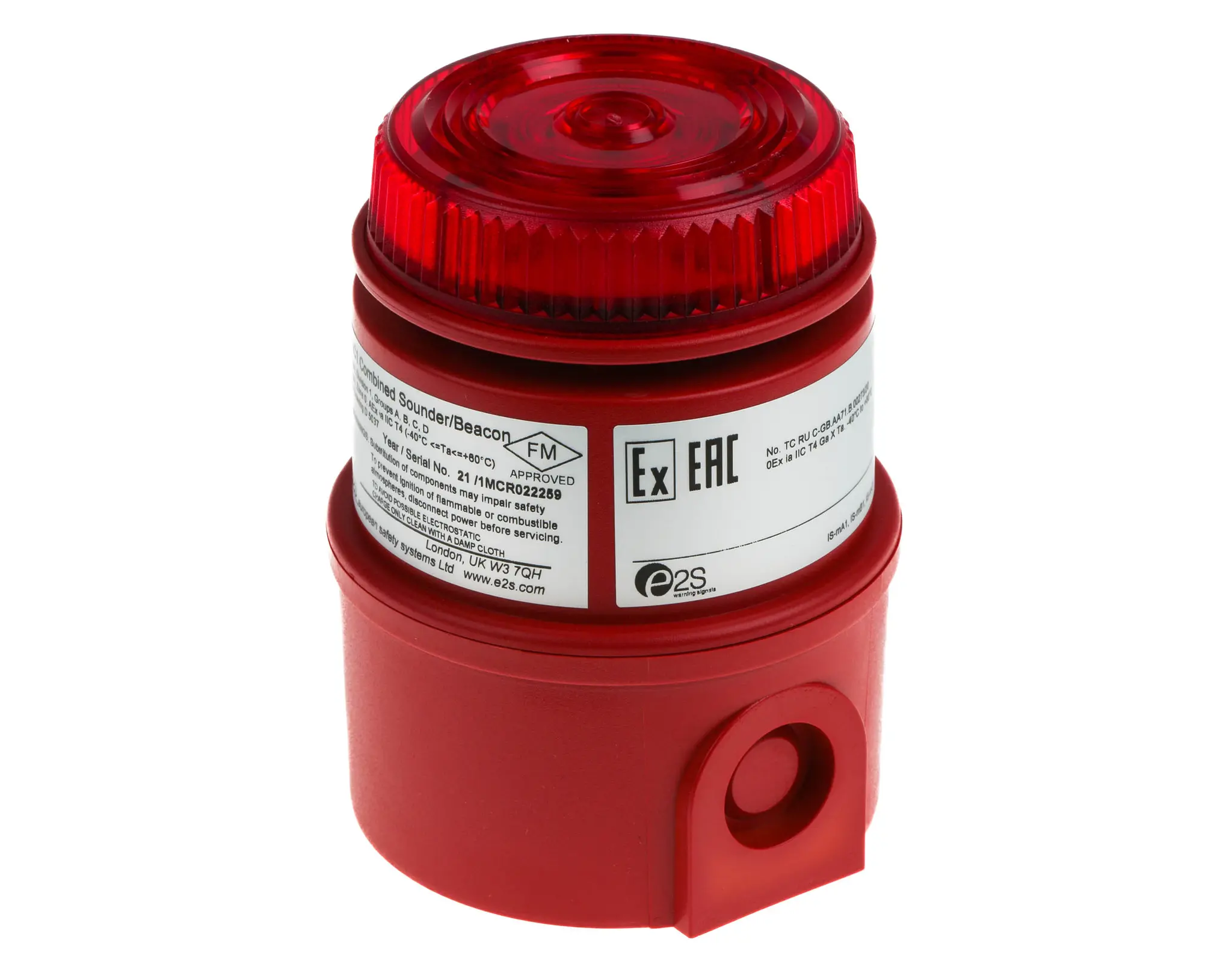 Produktfoto 1 von e2s IS-MC1 LED Blink-Licht Alarm-Leuchtmelder Rot / 100dB, 16 → 28 Vdc