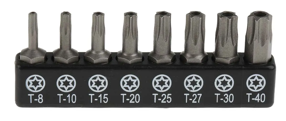 Produktfoto 1 von RS PRO TORX® BO Manipulationssicherer Sechsrundschlüssel Treiberbit CrMo-Stahl 25 mm, Länge 25 mm, 8-teilig