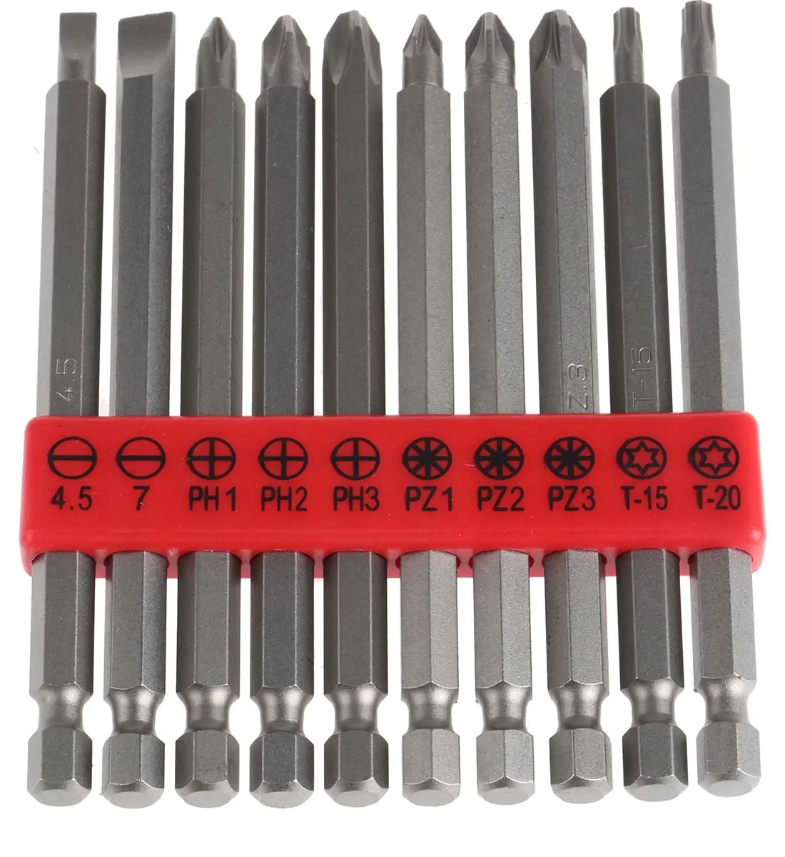 Produktfoto 1 von RS PRO Geschlitzt, Pozidriv, Phillips, Innensechsrund Treiberbit CrMo-Stahl PH1, PH2, PH3, PZ1, PZ2, PZ3, SL4.5, SL7,