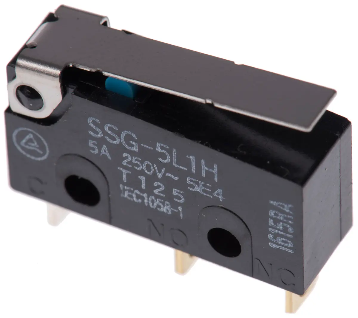Produktfoto 1 von Omron Subminiatur-Mikroschalter Scharnierhebel-Betätiger Lot, 1-poliger Umschalter, 30 V dc, 5A IP40 0.6N -25 °C - 125