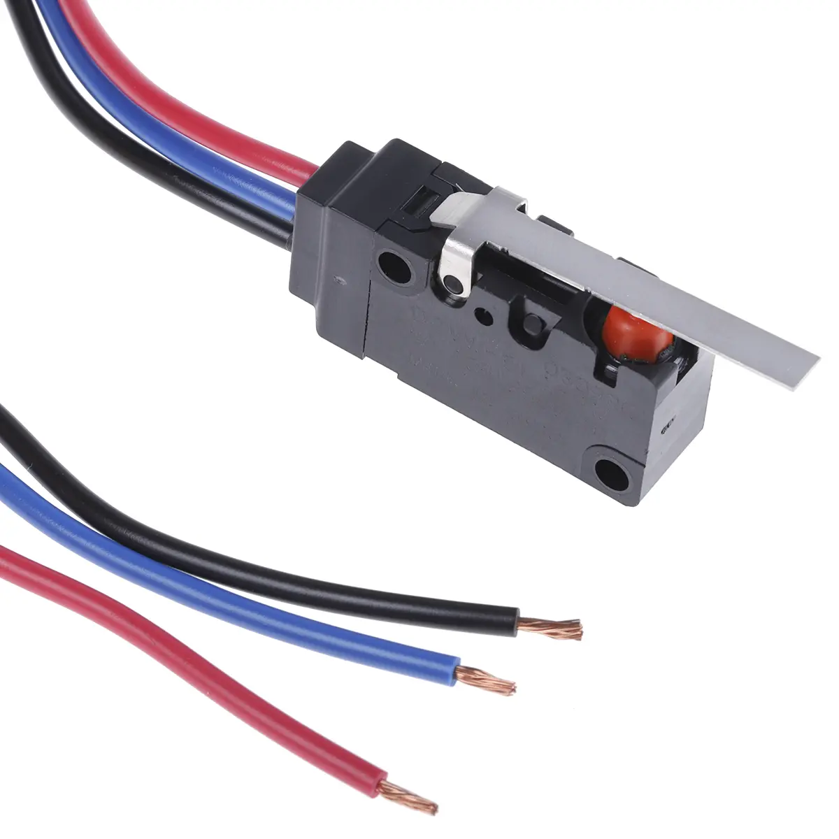 Produktfoto 1 von Omron Mikroschalter Scharnierhebel-Betätiger Vorverdrahtet, 1-poliger Umschalter, 250 V ac, 30 V dc, 5A IP67 1.18N -40