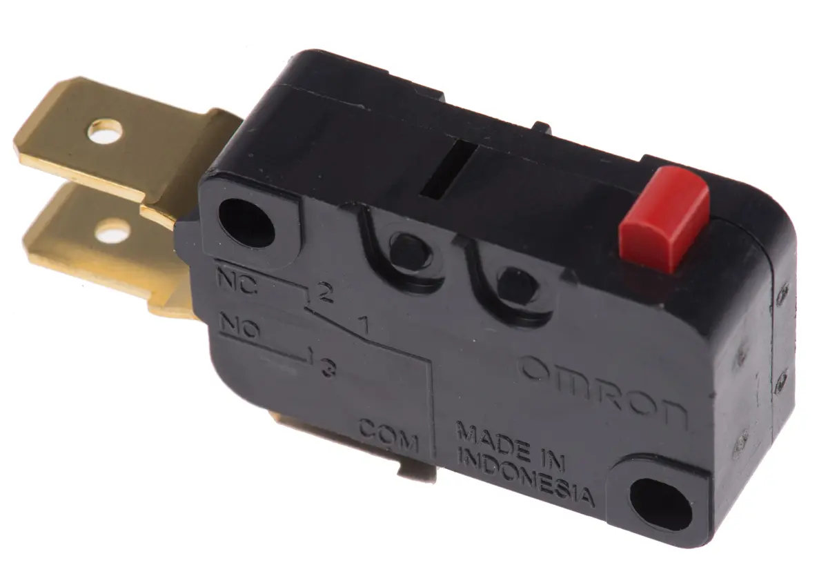 Produktfoto 1 von Omron Mikroschalter Stiftstößel-Betätiger Stecker, 1-poliger Umschalter, 250 V ac, 250 V dc, 16A IP40 1.96N -25 °C - 105