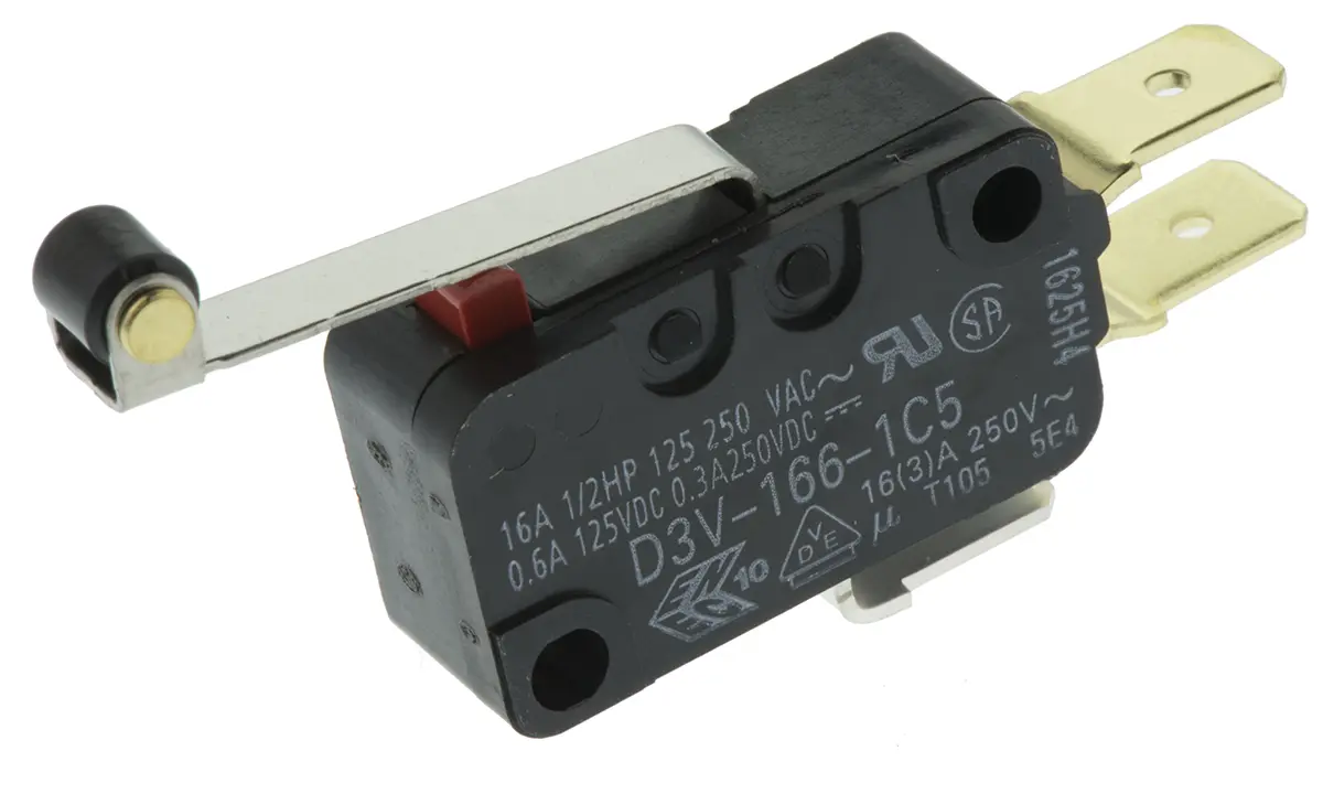 Produktfoto 1 von Omron Mikroschalter Rollenhebel-Betätiger Stecker, 1-poliger Wechsler, 250 V ac, 250 V dc, 16A IP40 -25 °C - 105 °C