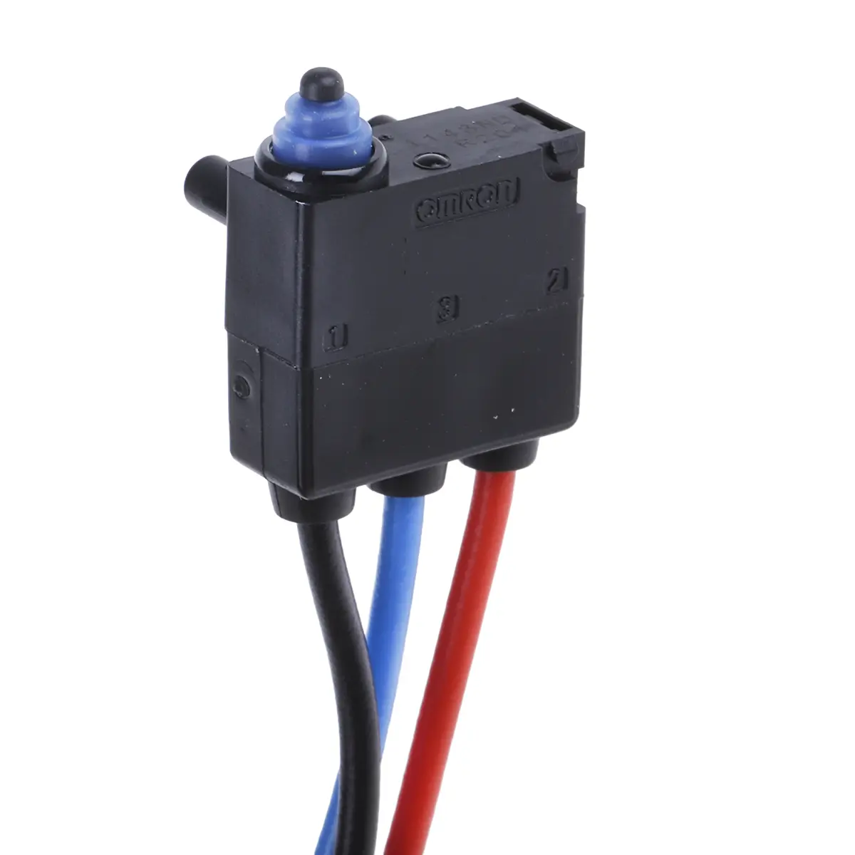 Produktfoto 1 von Omron Mikroschalter Stiftstößel-Betätiger Vorverdrahtet, 1-poliger Umschalter, 2A IP67 0.75N -40 °C - 85 °C