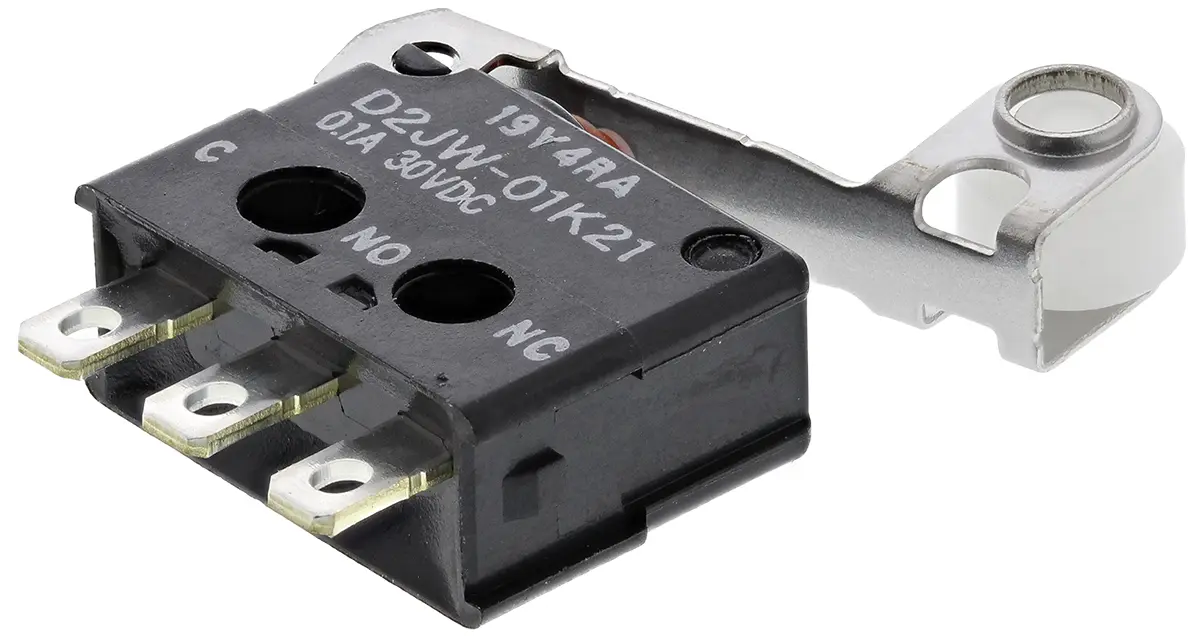 Produktfoto 1 von Omron Mikroschalter Rollenhebel-Betätiger Lot, 1-poliger Umschalter, 30 V dc, 0.1A IP67 0.98N -40 °C - 85 °C