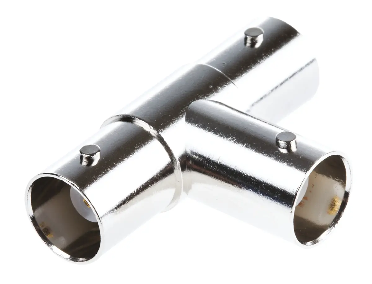 Produktfoto 1 von TE Connectivity HF Adapter, 50 Ω, T, 4GHz Buchse Buchse, Koaxial Nennspannung