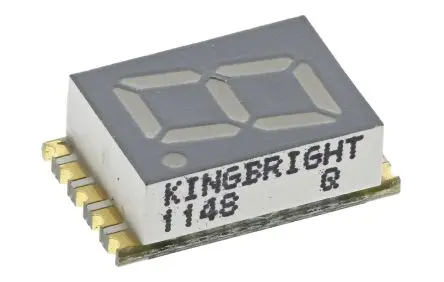 Produktfoto 1 von Kingbright LED-Anzeige 7 Segmente 1 Zeichen Kathode, Rot 630nm 27mcd Zeichenbreite 4.2 mm Rechts Zeichenhöhe 7.6 mm