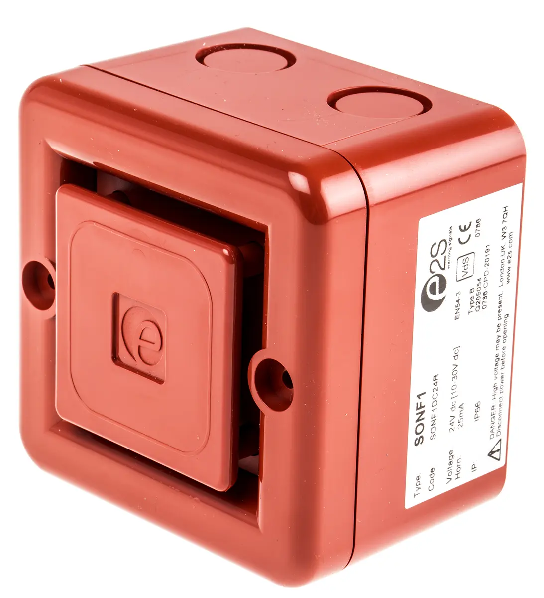 Produktfoto 1 von e2s SONF1  Elektronischer Signalgeber IP66 10 → 30 V dc 10-Ton 100dB Rot