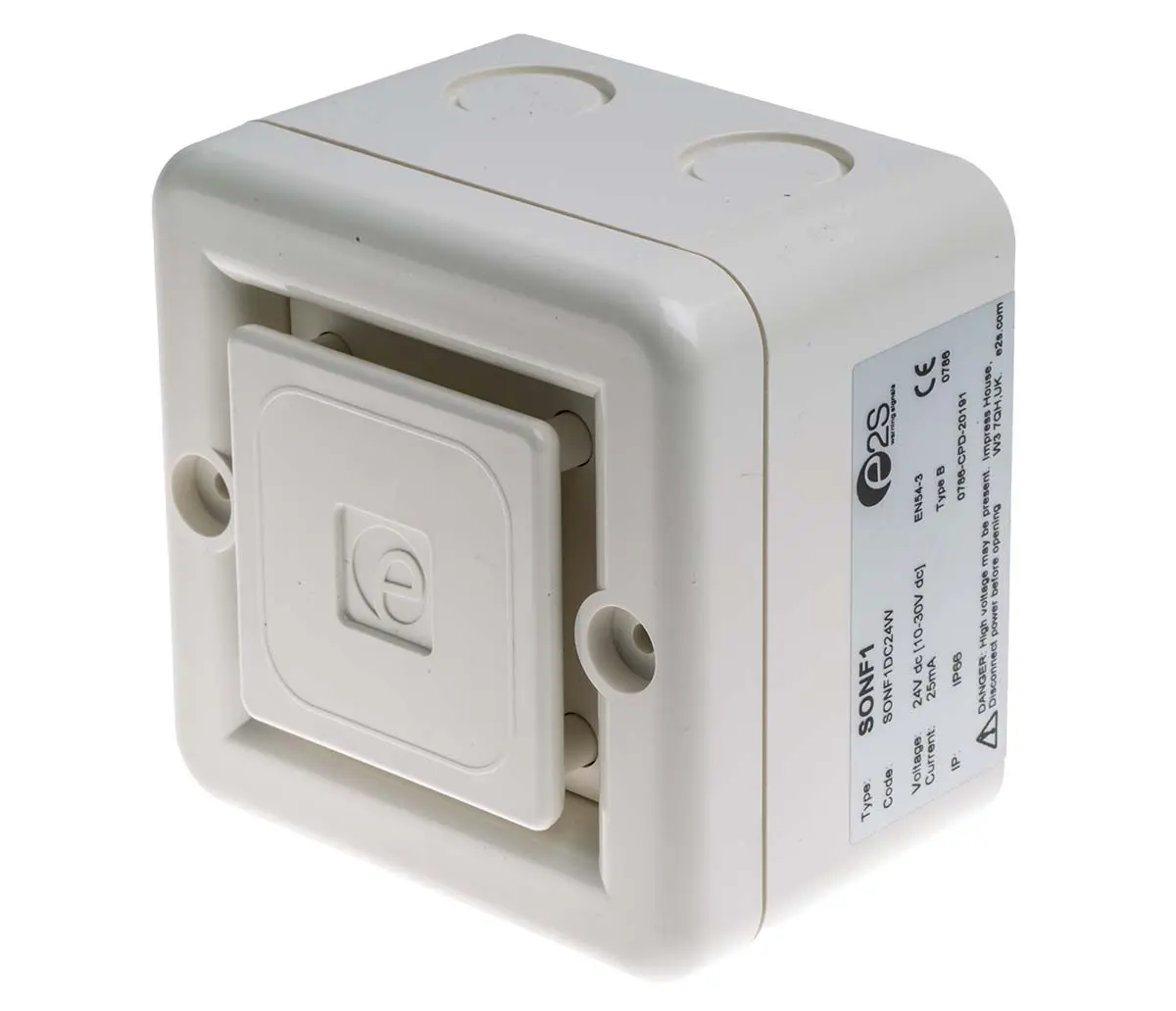 Produktfoto 1 von e2s SONF1  Elektronischer Signalgeber IP66 10 → 30 V dc 10-Ton 100dB Weiß