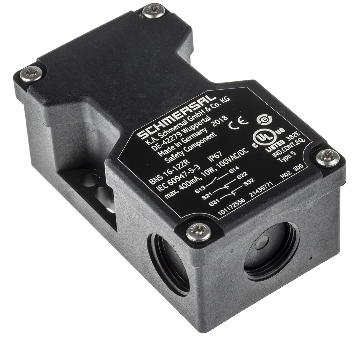 Produktfoto 1 von Schmersal BNS16 M20 Berührungsloser Sicherheitsschalter aus Kunststoff 100V ac/dc, Kodierschalter