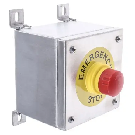 Produktfoto 1 von Craig & Derricott EMS Not-Aus-Drucktaster, SMD, 1 Öffner, Rot, Grau RAL 7035, Gelb IP65, 110mm, x 85 mm, Drehfreigabe