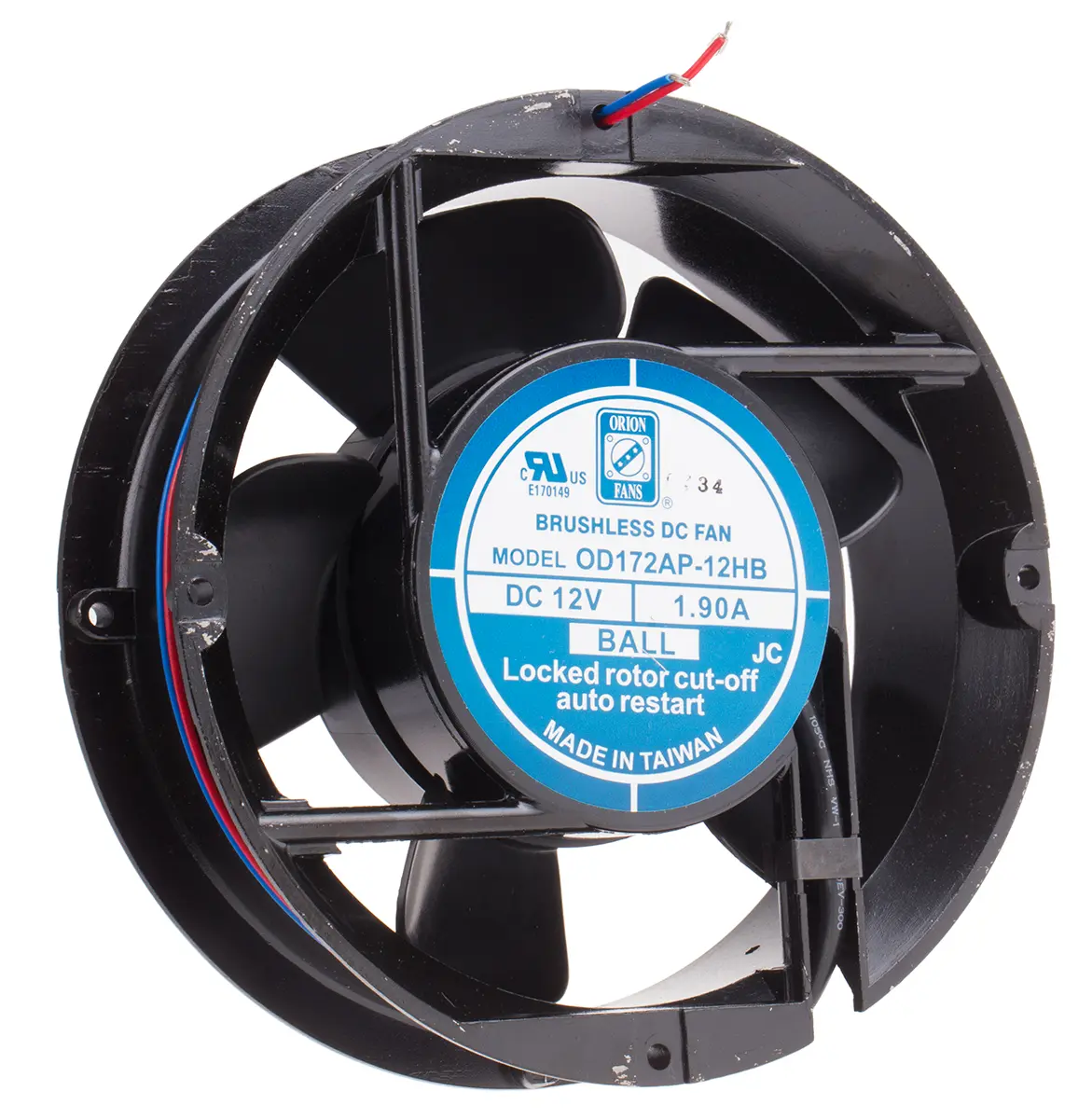 Produktfoto 1 von RS PRO DC-Axiallüfter, Kugellager, 12 V dc / 22.8W, 172 x 150mm, 3200U/min, 390.8m³/h