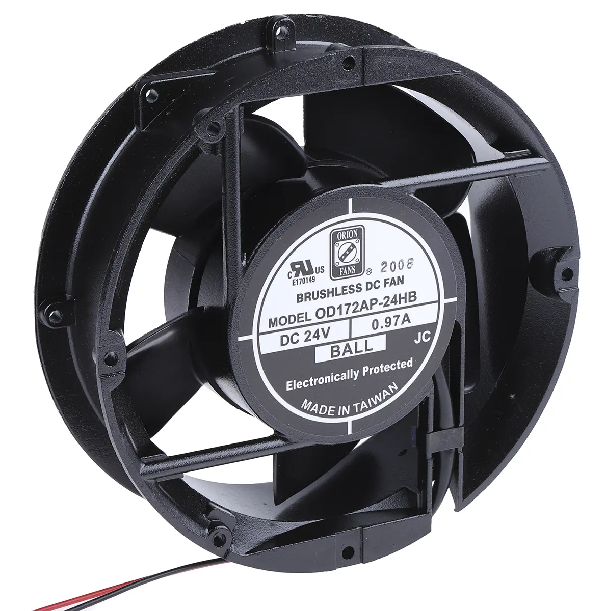 Produktfoto 1 von RS PRO DC-Axiallüfter, Kugellager, 24 V dc / 23W, 172 x 51mm, 3300U/min, 399.3m³/h