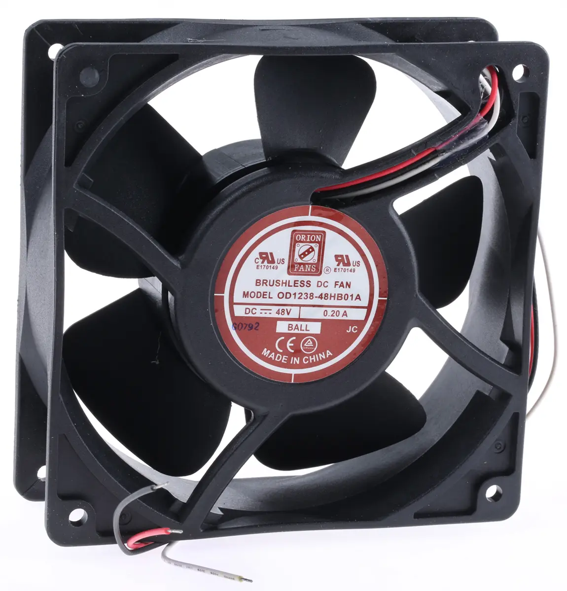 Produktfoto 1 von RS PRO DC-Axiallüfter, Kugellager, 48 V dc / 9.6W, 120 x 120 x 38mm, 2800U/min, 178.4m³/h