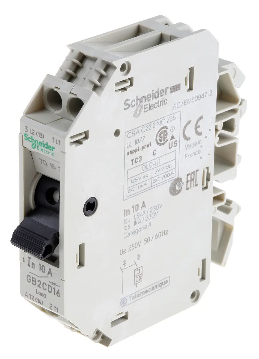 Produktfoto 1 von Schneider Electric GB2 Thermischer Überlastschalter / Thermischer Geräteschutzschalter, 1-polig + N-polig, 10A, 250V ac
