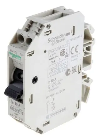 Produktfoto 1 von Schneider Electric GB2 Thermischer Schutzschalter, 1-polig, TeSys DIN-Hutschiene, 10A, / 1.5 kA, Thermomagnetisch