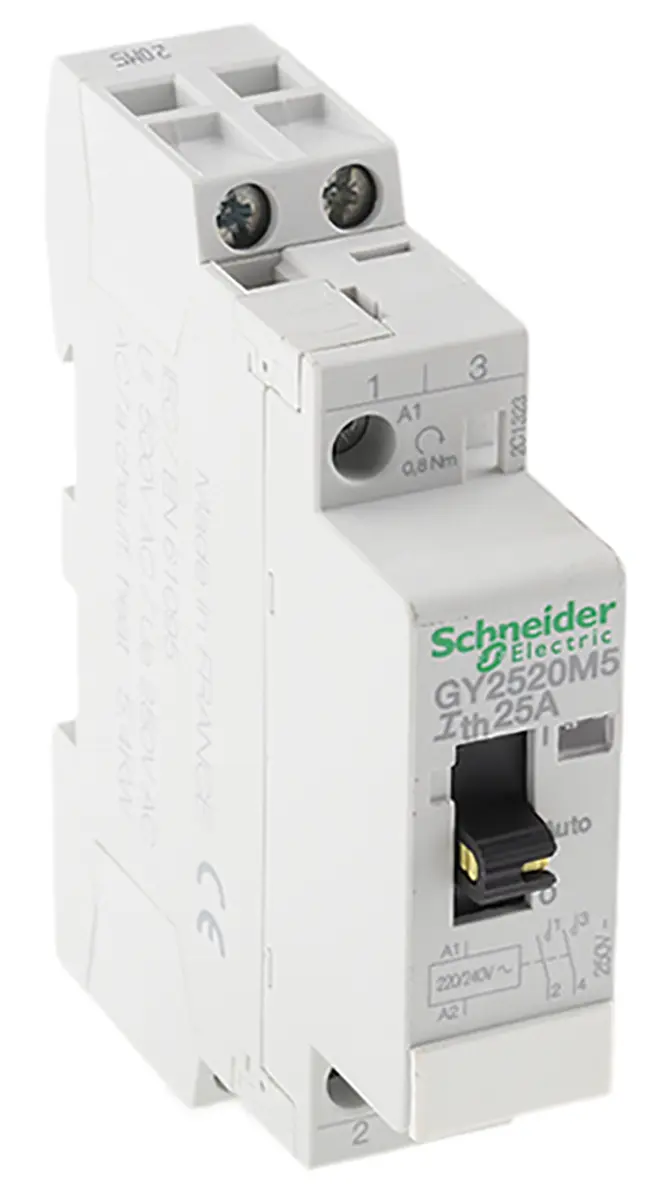 Produktfoto 1 von Schneider Electric TeSyS GY Schütz 230V ac-Spule, 2-polig, 250V ac / 25 A 230V ac 1.6 W 2 Schließer Motorsteuerung