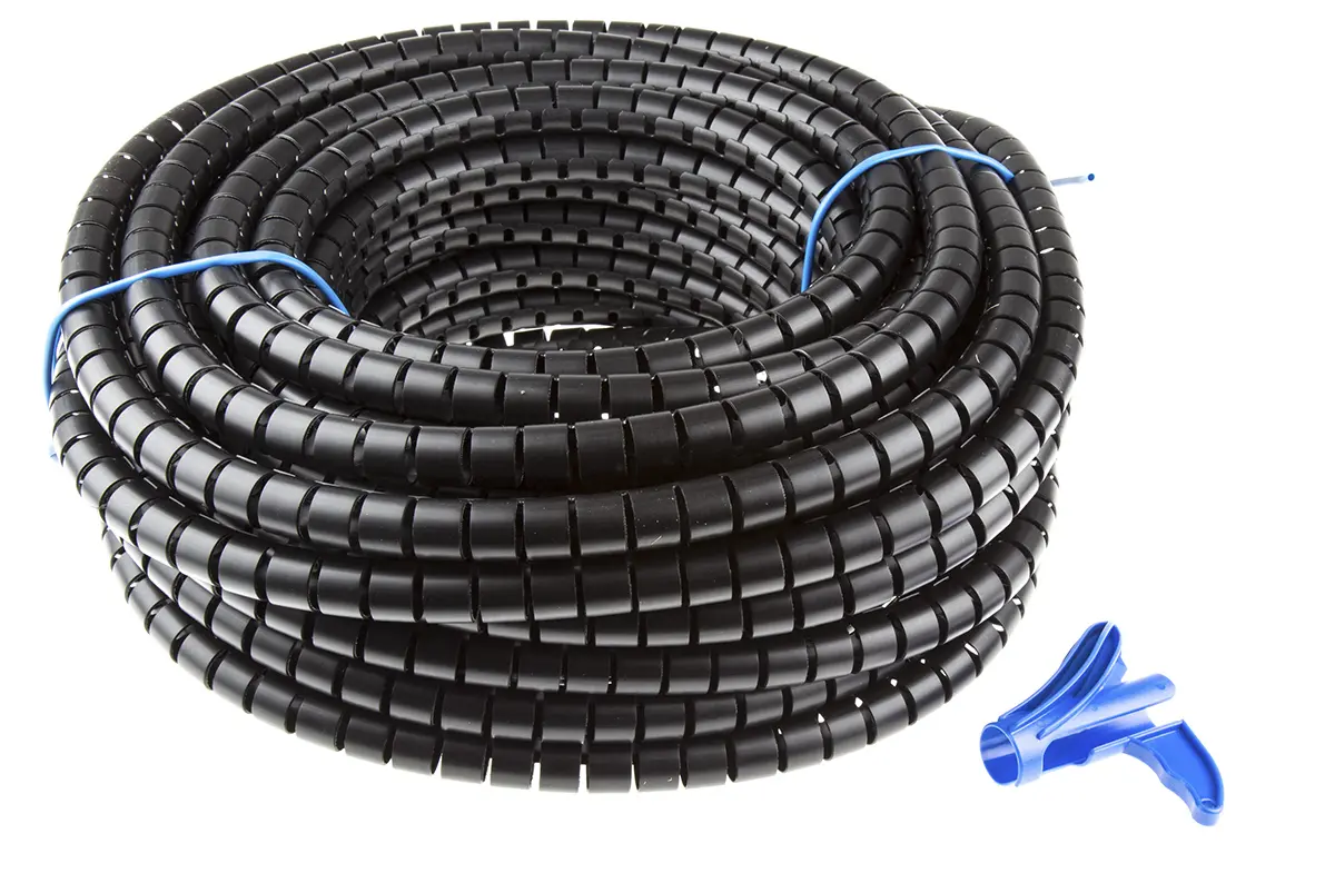 Produktfoto 1 von HellermannTyton Helawrap Spiral-Kabelumwicklung / 21 mm Polypropylen Schwarz, für Kabel-Ø 18 mm bis 21 mm, Länge 25 m