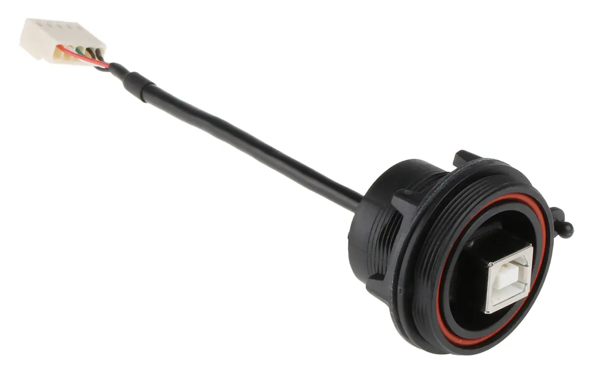 Produktfoto 1 von Bulgin USB-Kabel, 5-polig, Buchse / USB B, 150mm USB 2.0 Schwarz