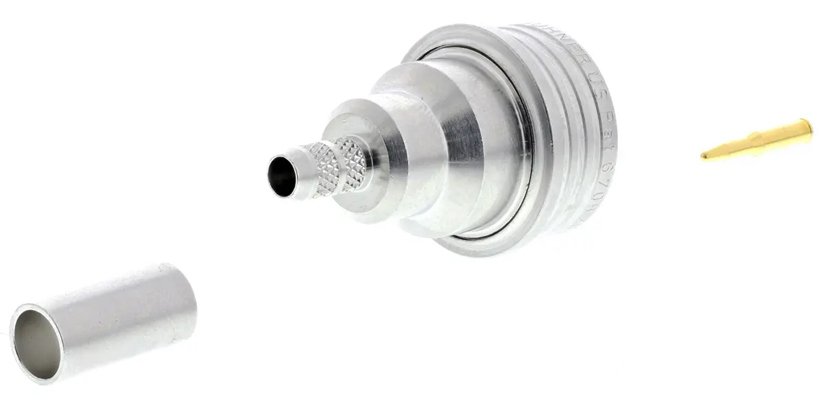 Produktfoto 1 von Huber+Suhner Stecker Koaxialsteckverbinder QN-Steckverbinder, Kabel, für RG58C/U-Kabel, 50 Ω Crimpbefestigung, Standard,