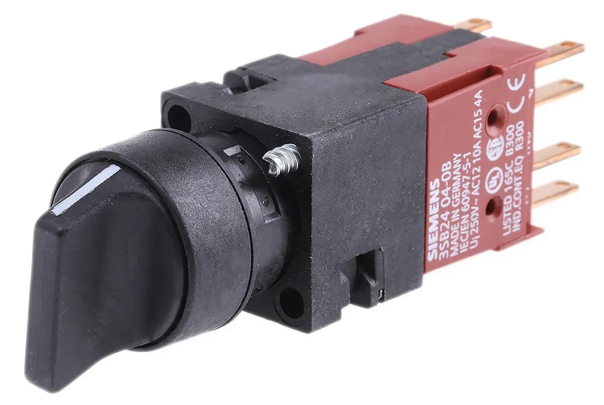 Siemens 3SB2 Wahlschalter 3-Stufen Handkipphebel IP65 Wurfwinkel 62 °