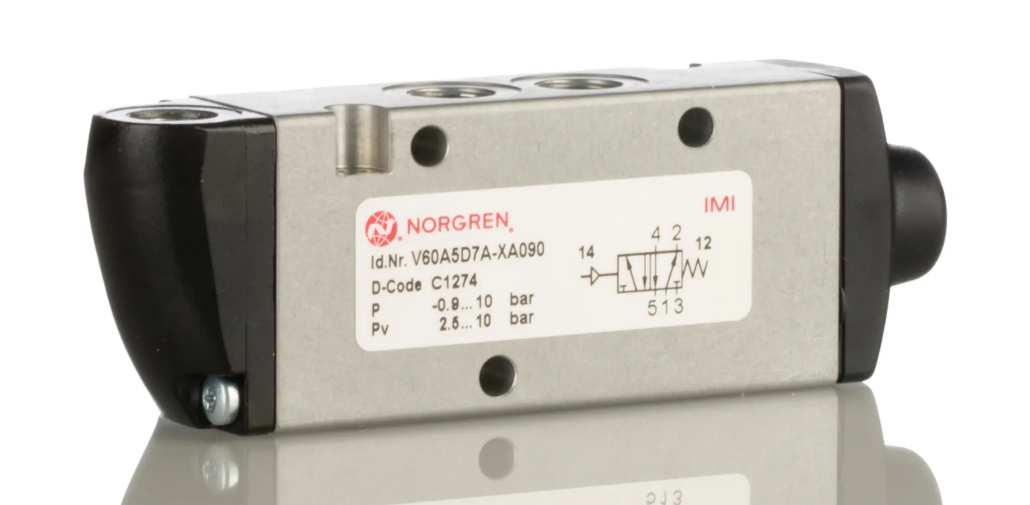 Produktfoto 1 von Norgren V60 Pneumatik-Magnetventil 5/2 Inline G1/8, Pneumatisch/Feder-betätigt