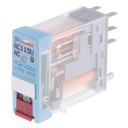 Releco C12 Leistungsrelais 115V ac Spule 2-poliger Umschalter Leiterplattenmontage 5A 7.3 kΩ 1.1 W