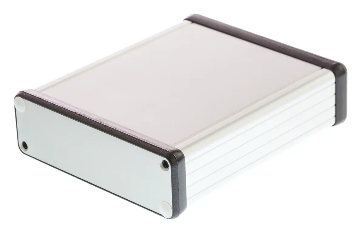 Produktfoto 1 von Hammond Serie 1455 Tragbares Gehäuse, Aluminium, 103 mm, 120 mm, H. 30.5 mm, Silber, IP54