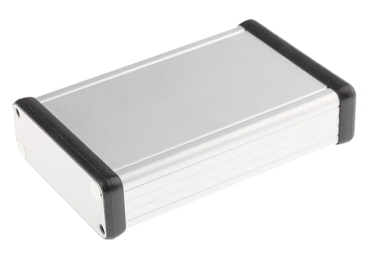 Produktfoto 1 von Hammond Serie 1455 Tragbares Gehäuse, Aluminium, 78 mm, 120 mm, H. 27 mm, Silber, IP54