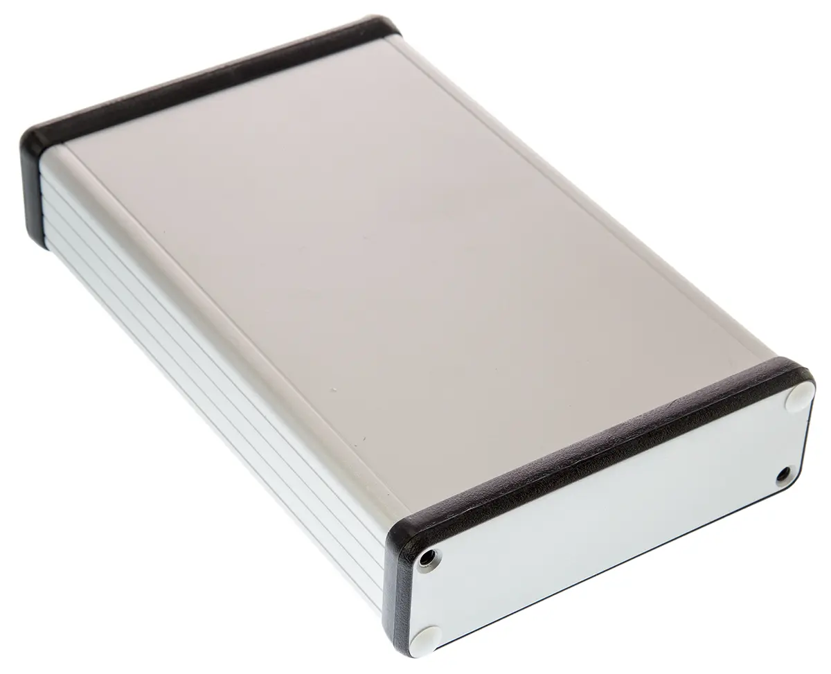 Produktfoto 1 von Hammond Serie 1455 Tragbares Gehäuse, Aluminium, 103 mm, 160 mm, H. 30.5 mm, Silber, IP54