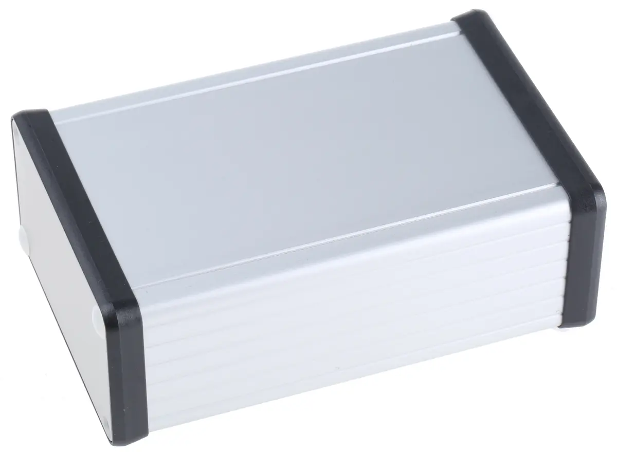 Produktfoto 1 von Hammond Serie 1455 Tragbares Gehäuse, Aluminium, 78 mm, 120 mm, H. 43 mm, Silber, IP54