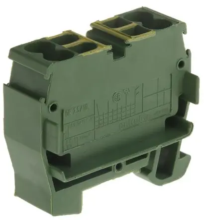 Produktfoto 1 von Entrelec Anschlussklemmenblock DIN-Schiene 1 Gelb, Grün, 2.5mm², 600V Klemme
