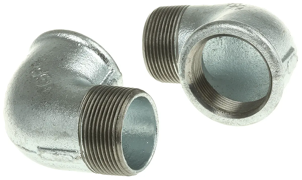 Produktfoto 1 von Georg Fischer Temperguss Winkelstück Temperguss Fitting 90° Galvanisiert Stecker BSP 38.1 mm Buchse BSP 38.1 mm