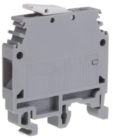 Produktfoto 1 von Entrelec SNA Anschlussklemmenblock DIN-Schiene 1 Grau, 6mm², 400V ac Schraubbefestigung