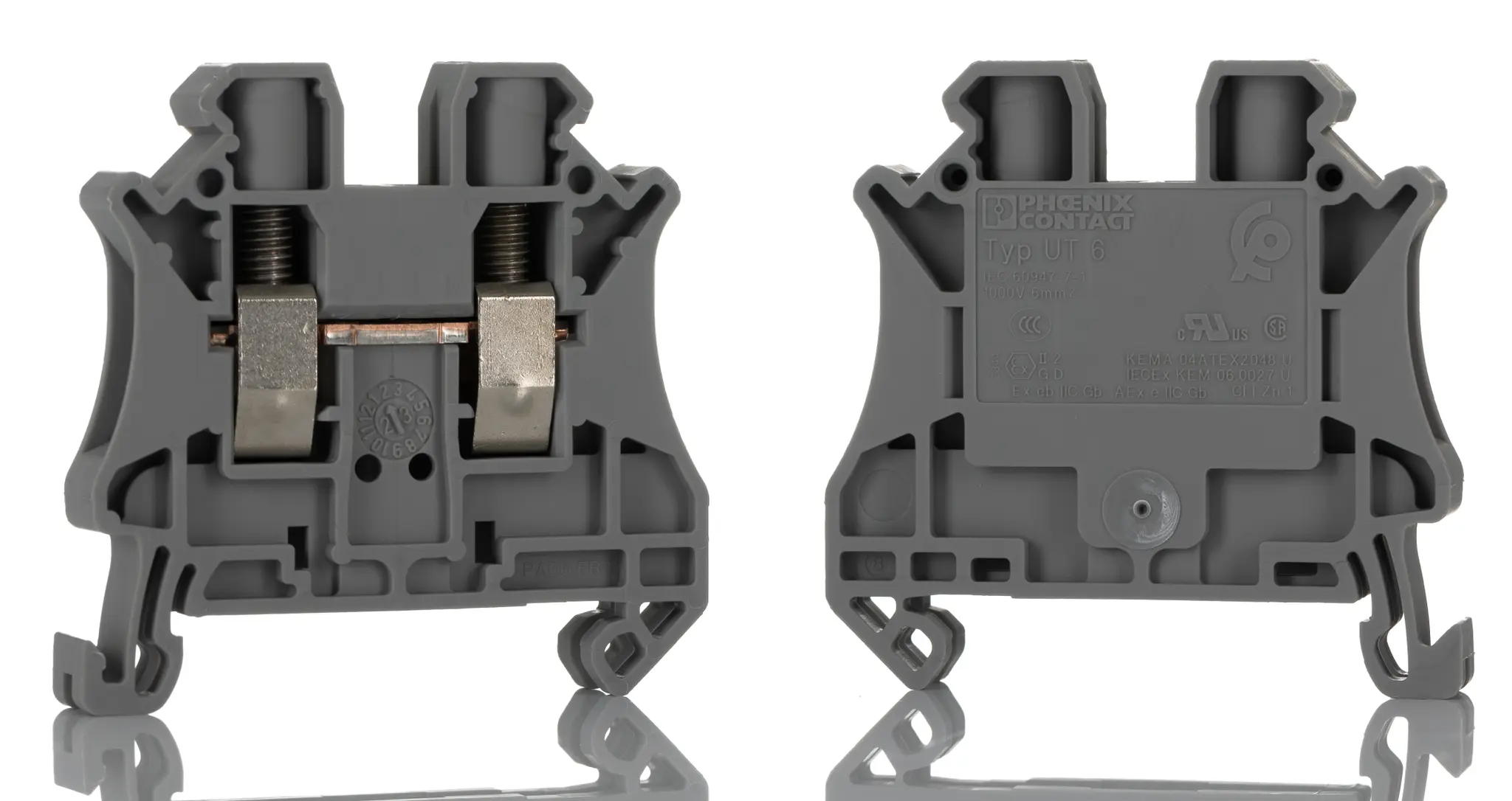 Produktfoto 1 von Phoenix Contact UT 6 Reihenklemme Einfach Grau, 0.2 → 10mm², 1 kV / 41A, Schraubanschluss