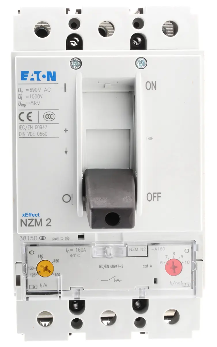 Produktfoto 1 von Eaton xEnergy xEnergy, Kompaktschutzschalter 3-polig, 160 A Feststehend / Abschaltvermögen 50 kA 690 V ac 750 V dc