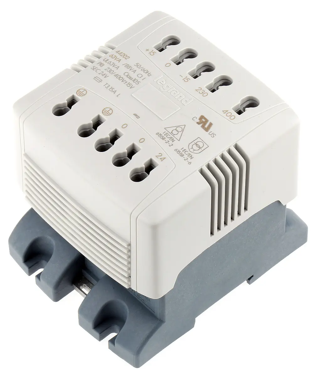 Produktfoto 1 von Legrand DIN-Schienen-Trafo, 63VA, Primär 215V ac, 230V ac, 245V ac, 385V ac, 400V ac, 415V ac / Sekundär 24V ac