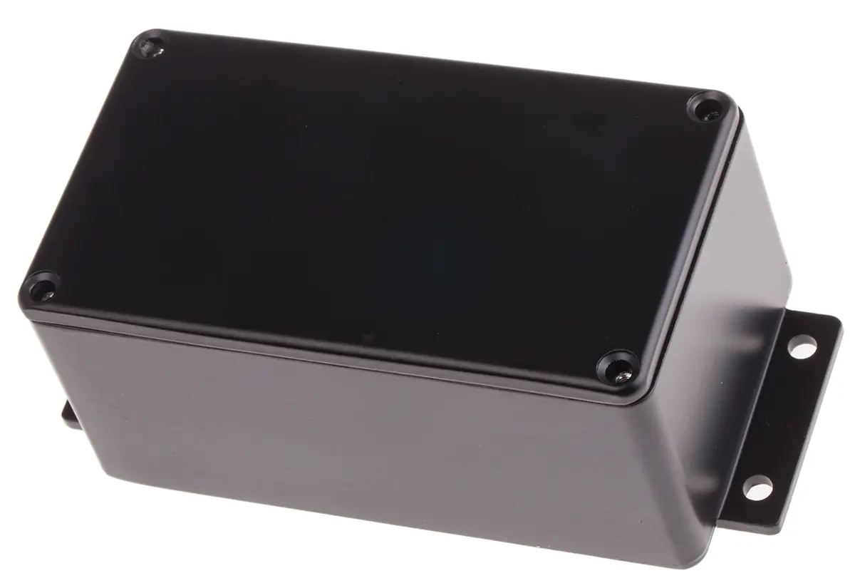 Produktfoto 1 von RS PRO; Gehäuse; Aluminiumdruckguss; Schwarz Geflanscht IP66 Breite 63.8 mm Höhe 55 mm Länge 139.6 mm