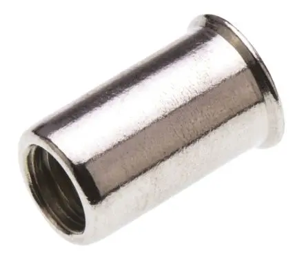 Produktfoto 1 von POP glatt Gewindeeinsatz Edelstahl, Flansch-Ø 7.8 mm, Bef.Loch-Ø 7 mm, 6.9 mm, für Tafelstärken von 3 mm, für