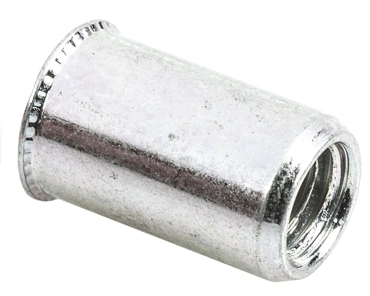 Produktfoto 1 von POP Gewindeeinsatz Stahl, M5 x 12mm, Flansch-Ø 7.8mm, Bef.Loch-Ø 7.2mm, 7.2mm, für Tafelstärken von 0,5 → 2 mm