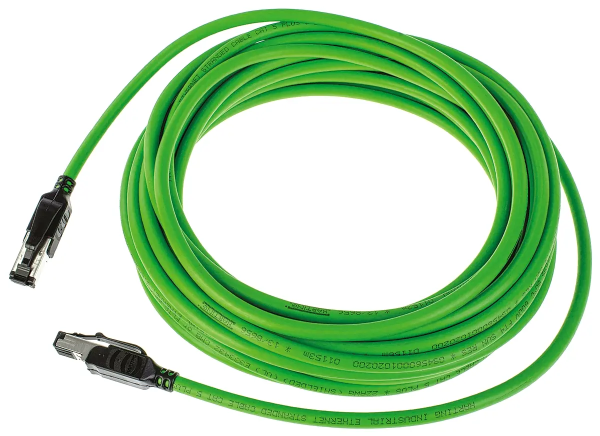 Produktfoto 1 von HARTING Cat.5 Ethernet-Kabel, 10 m, Grün U/FTP Stecker, A RJ45 Stecker, B RJ45, Polyvinylchlorid
