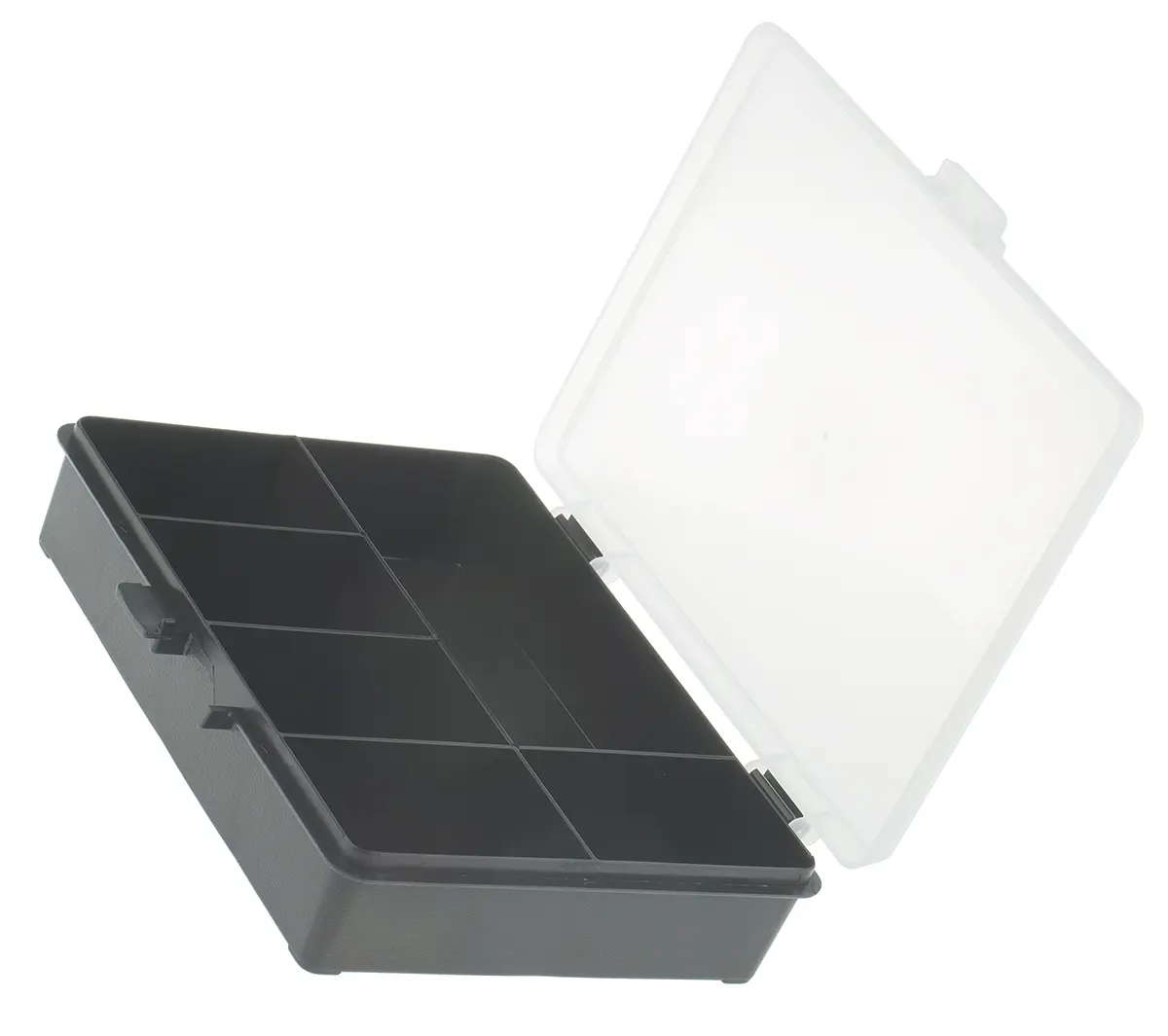 Produktfoto 1 von Raaco Kleinteilebox, Polypropylen Schwarz, 6 Fächer, 40 mm x 179 mm x 151 mm