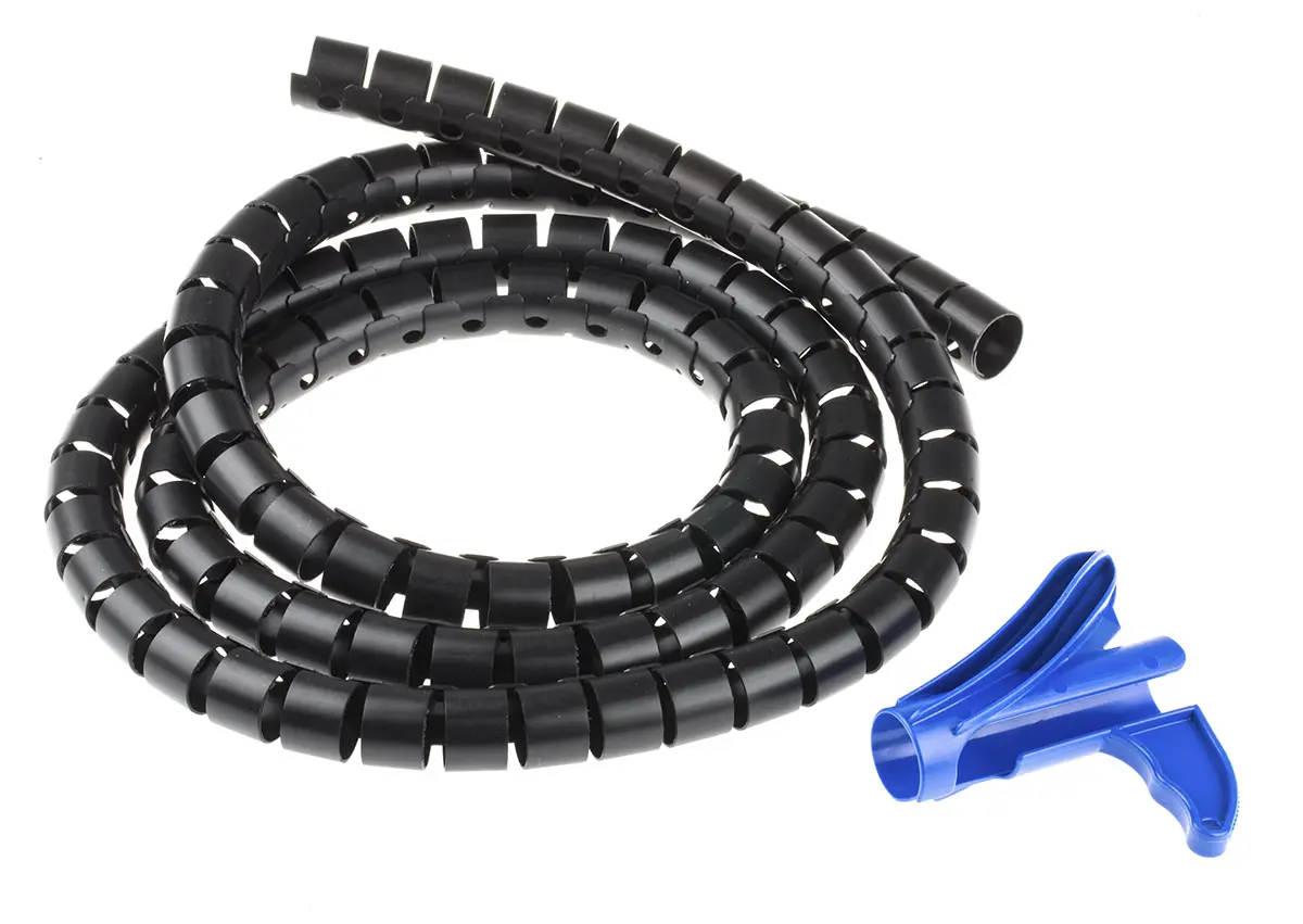Produktfoto 1 von HellermannTyton Helawrap Spiral-Kabelumwicklung / 27 mm Polypropylen Schwarz, für Kabel-Ø 23 mm bis 27 mm, Länge 2 m